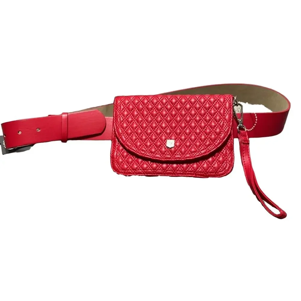 Vince Camuto Red Quilted Faux Leather Belt Bag Fanny Pack Purse Size XL VB503811